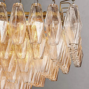 Chara Clear Glass Tiered Rectangular Chandelier 54"