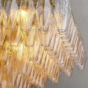 Chara Clear Glass Tiered Rectangular Chandelier 74"