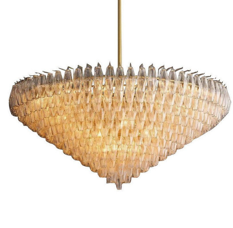 Chara Clear Glass Tiered Round Chandelier 62"