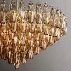 Chara Handblown Smoke Glass Tiered Round Chandelier 37"