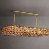 Chara Smoke Glass Rectangular Chandelier 74"