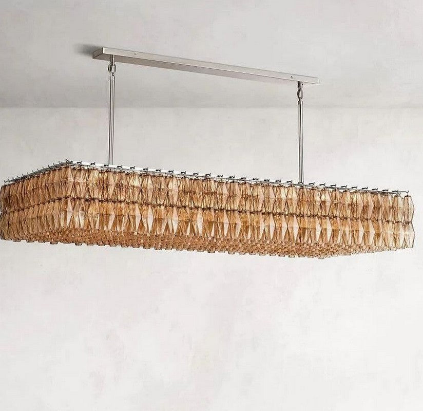 Chara Smoke Glass Rectangular Chandelier 74"