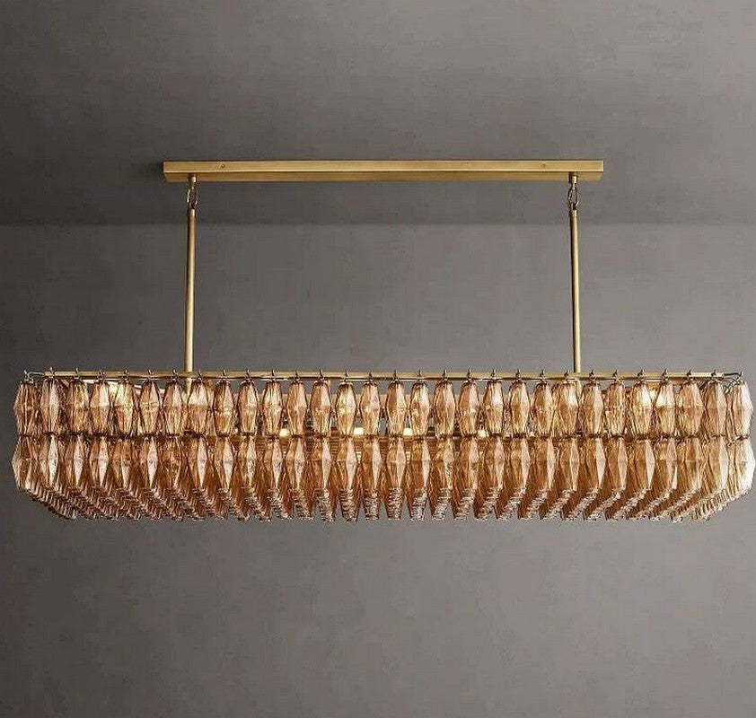 Chara Smoke Glass Rectangular Chandelier 74"