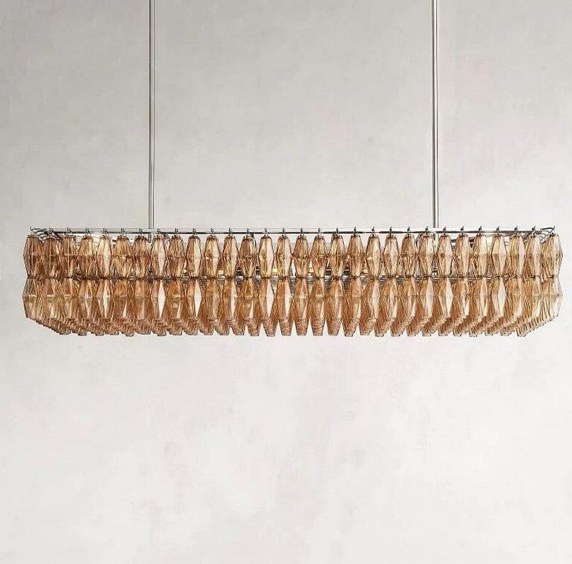 Chara Smoke Glass Rectangular Chandelier 74"