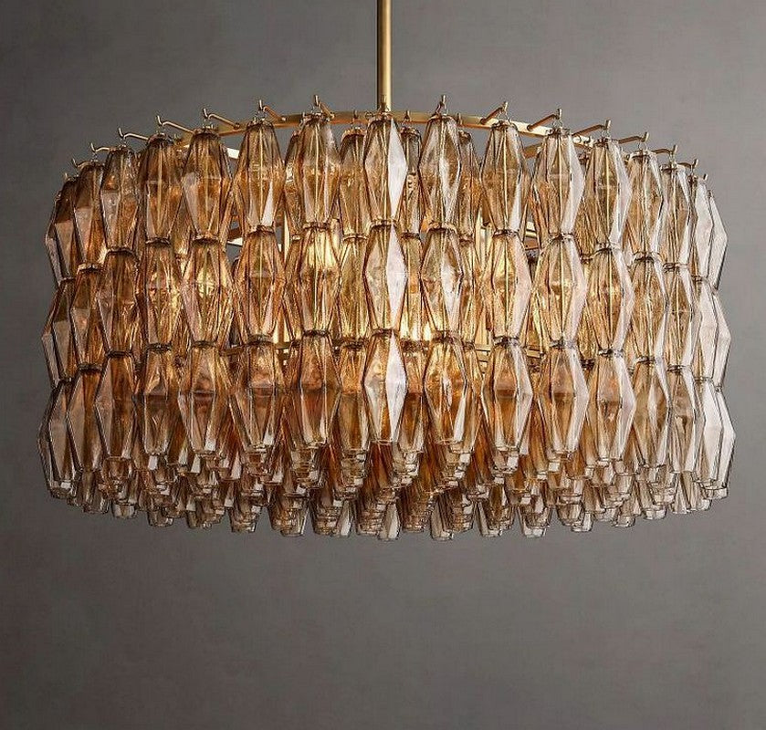 Chara Smoke Glass Round Chandelier 37"