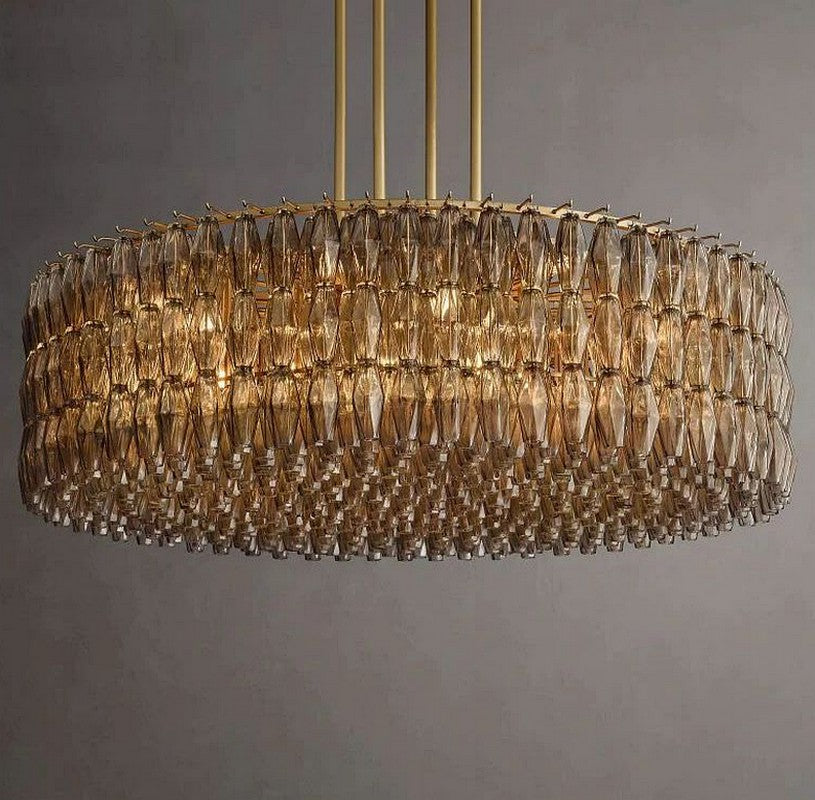 Chara Smoke Glass Round Chandelier 62"