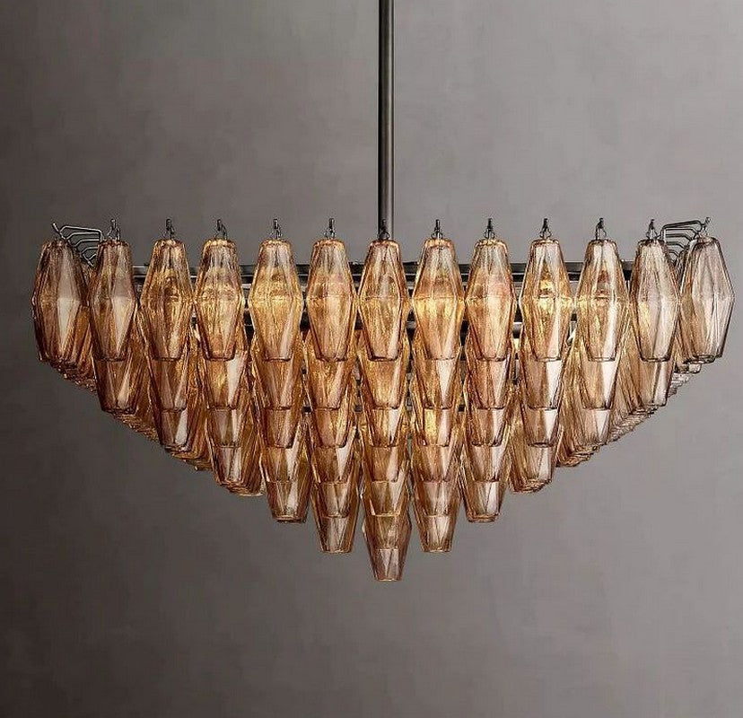 Chara Smoke Glass Square Chandelier 32"