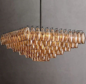 Chara Smoke Glass Square Chandelier 32"