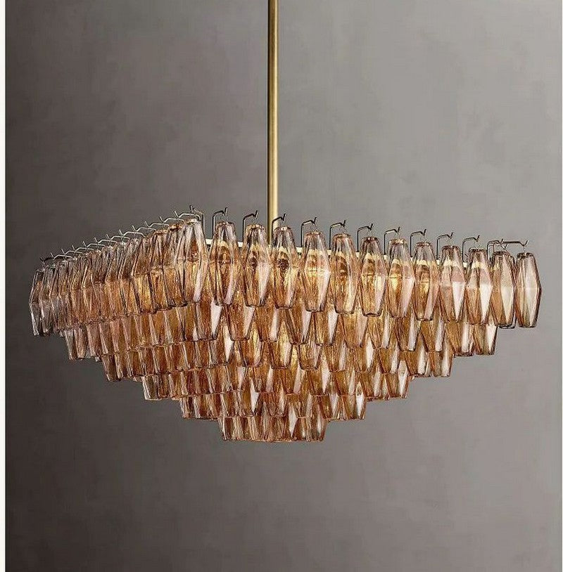 Chara Smoke Glass Square Chandelier 32"