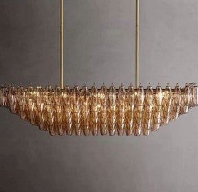 Chara Smoke Glass Tiered Rectangular Chandelier 54"