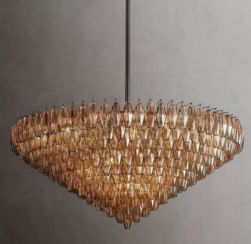 Chara Smoke Glass Tiered Round Chandelier 62"