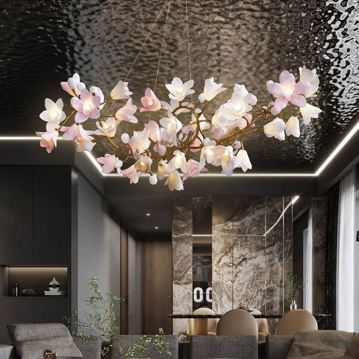 Circular Blossom Ceramic Chandelier