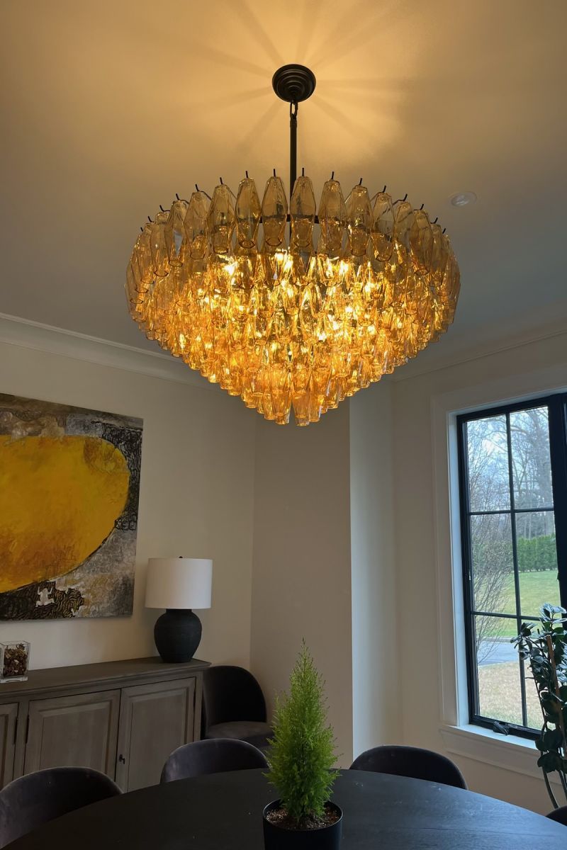 Chara Smoke Glass Tiered Round Chandelier 37"