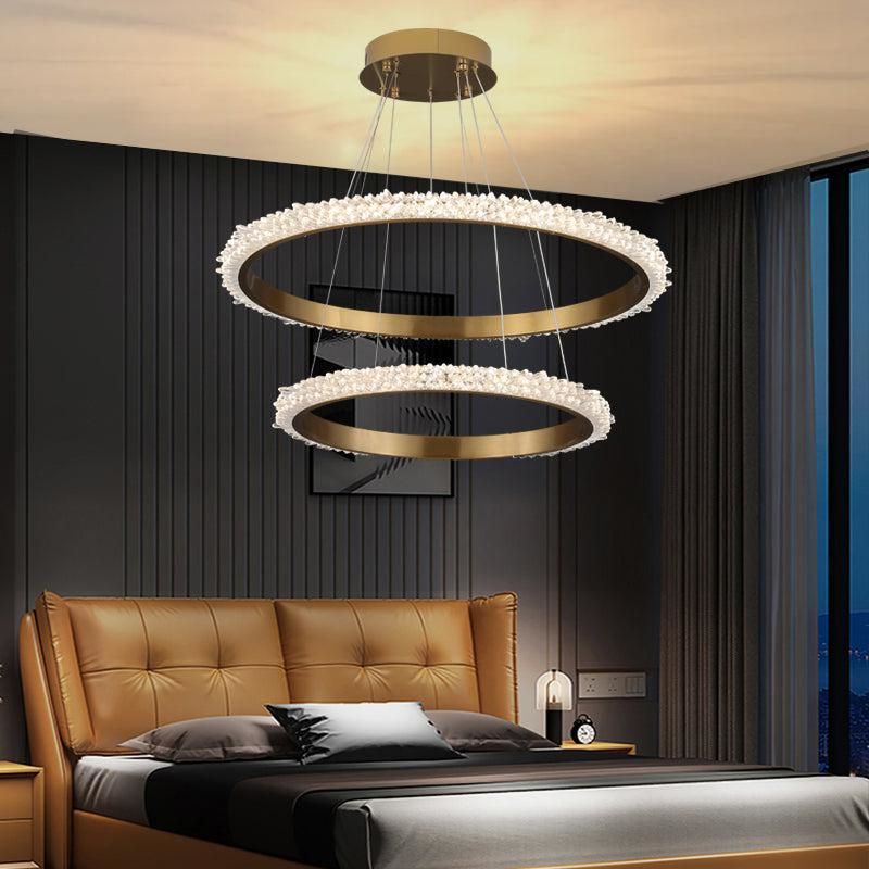 Contemporary K9 Crystal Halo Circle Foyer Chandelier - product detail 6