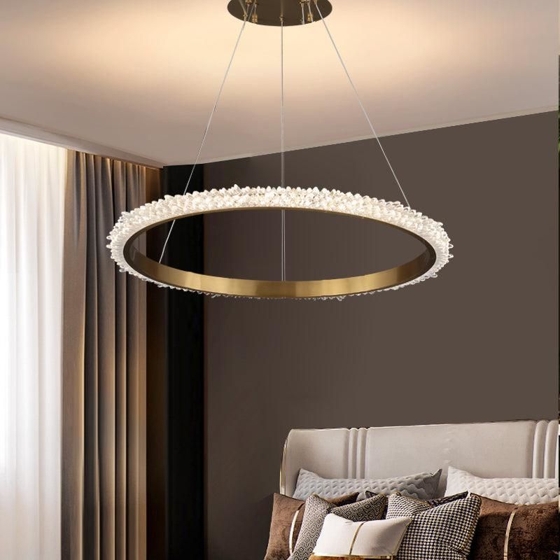 Contemporary K9 Crystal Halo Circle Foyer Chandelier - product detail 5