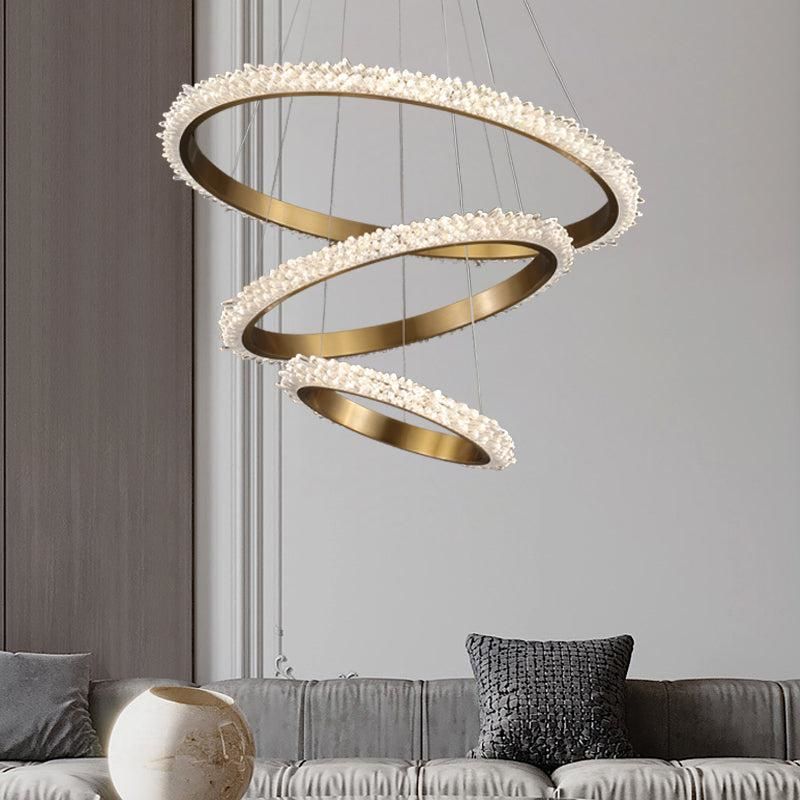 Contemporary K9 Crystal Halo Circle Foyer Chandelier - product detail 3