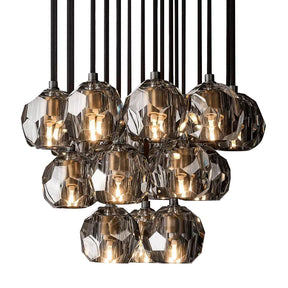 Cristal Glass Round Cluster Chandelier 19"