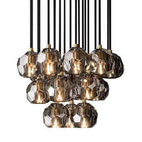 Cristal Glass Round Cluster Chandelier 19"