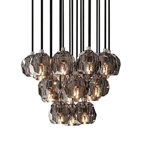 Cristal Glass Round Cluster Chandelier 19"