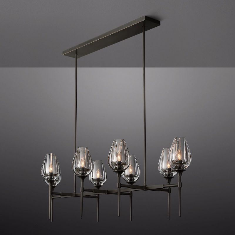 Crystal Tulip Linear Chandelier 52''