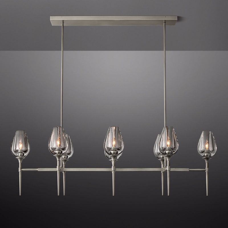 Crystal Tulip Linear Chandelier 52''