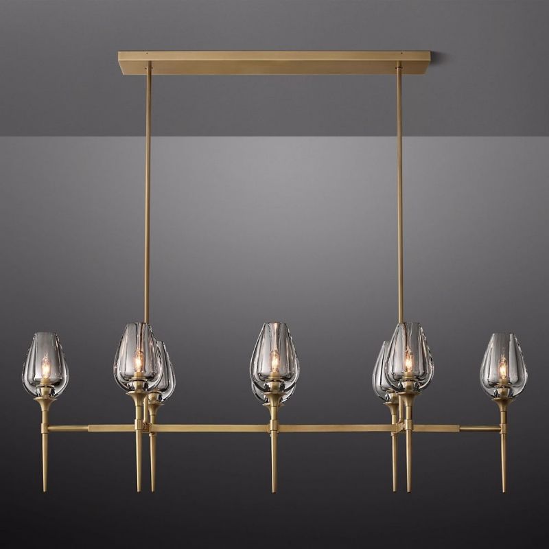 Crystal Tulip Linear Chandelier 52''