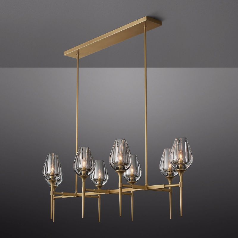 Crystal Tulip Linear Chandelier 52''