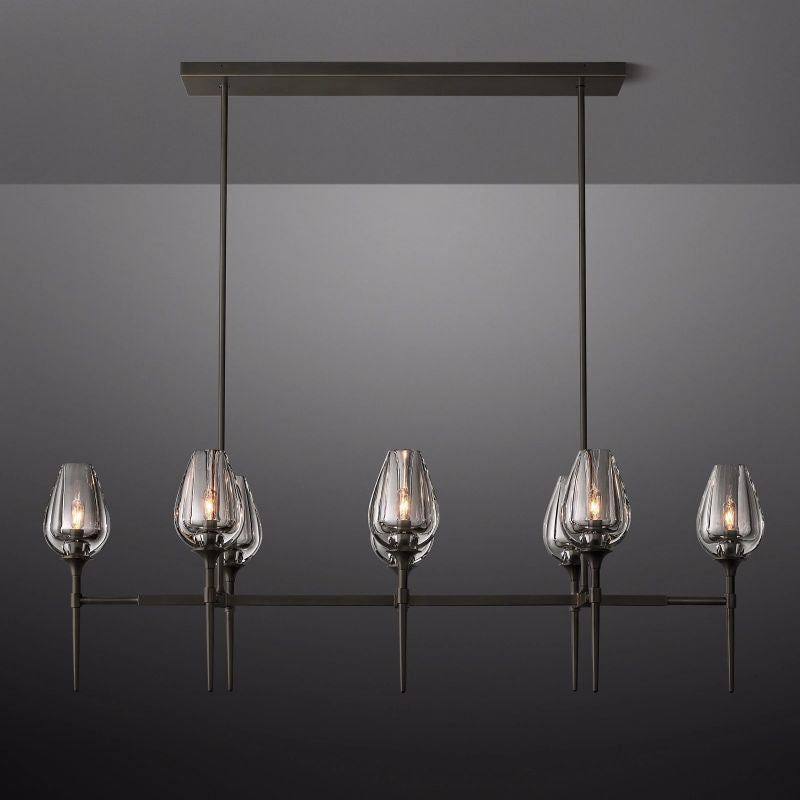 Crystal Tulip Linear Chandelier 52''