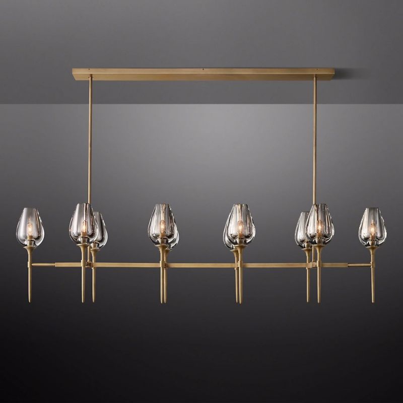 Crystal Tulip Linear Chandelier 65''