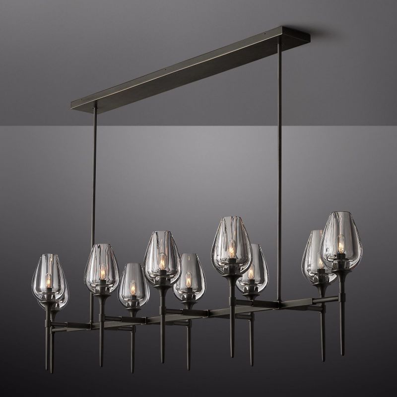 Crystal Tulip Linear Chandelier 65''