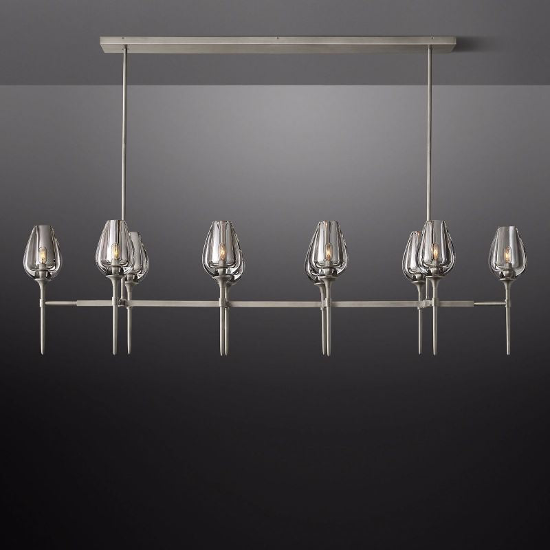 Crystal Tulip Linear Chandelier 65''