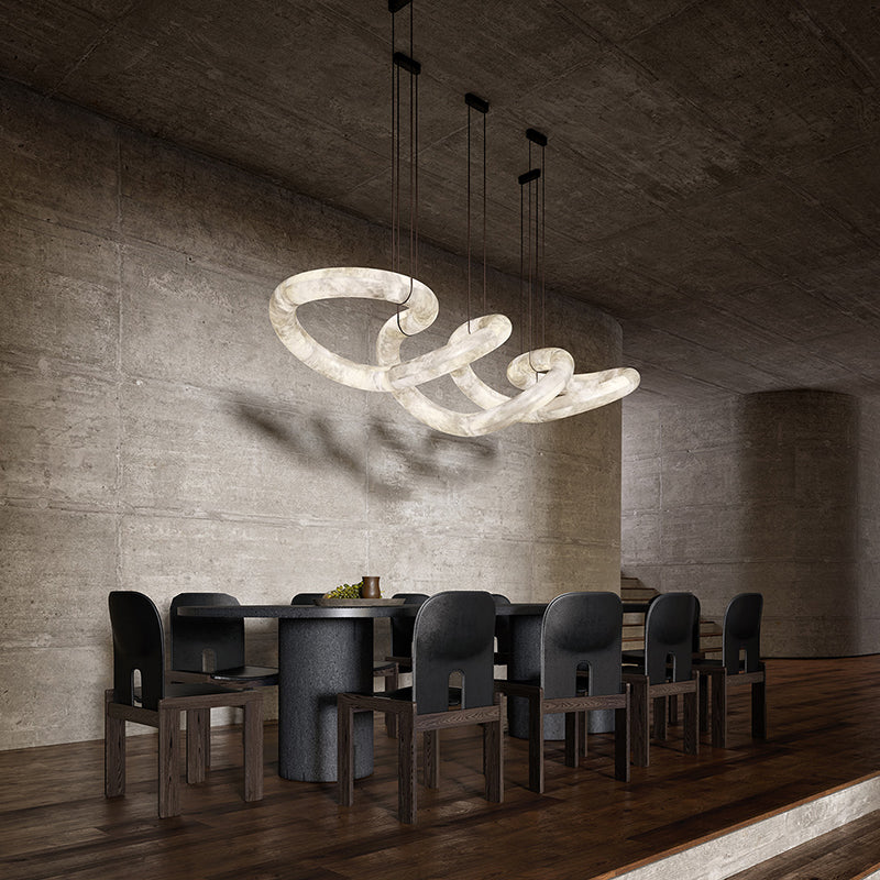 Designer Symmetrical Alabaster Pendant Chandelier - product detail 2
