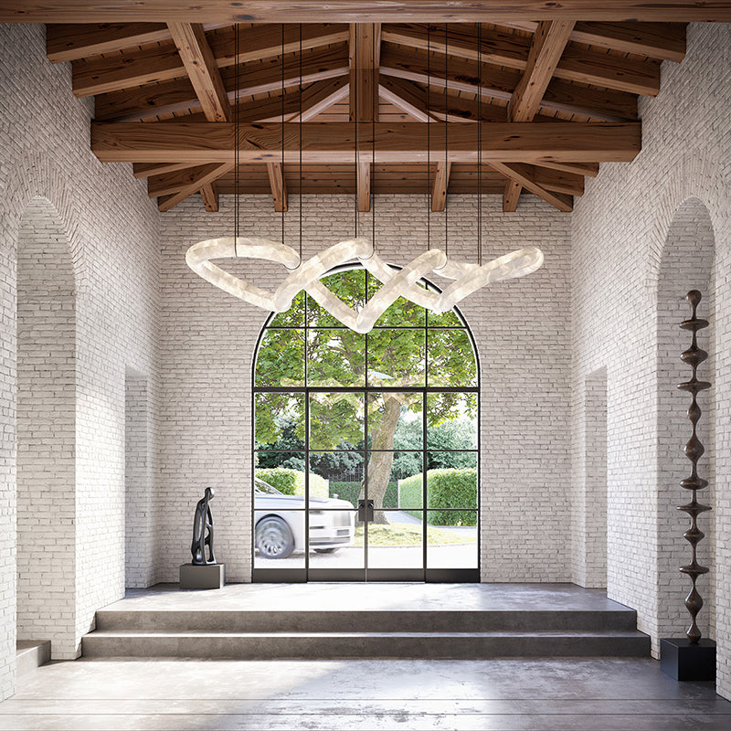 Designer Symmetrical Alabaster Pendant Chandelier - product detail 3