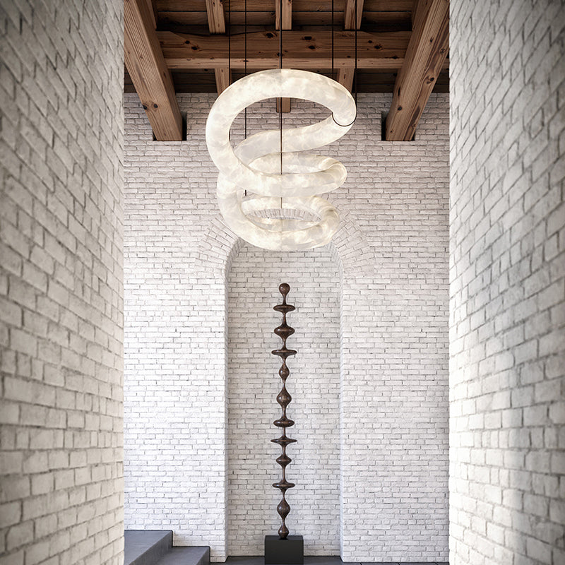 Designer Symmetrical Alabaster Pendant Chandelier - product detail 4