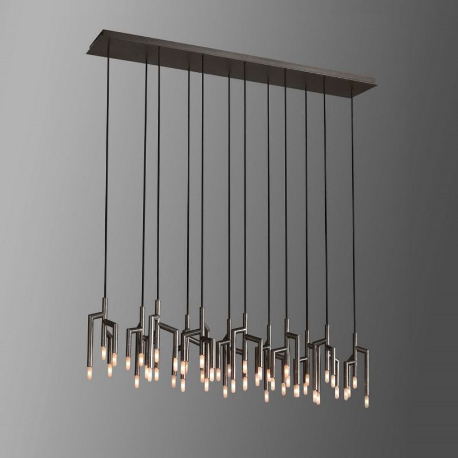 Modern Linear Pendant Light with Brass and Glass - LuminexHome