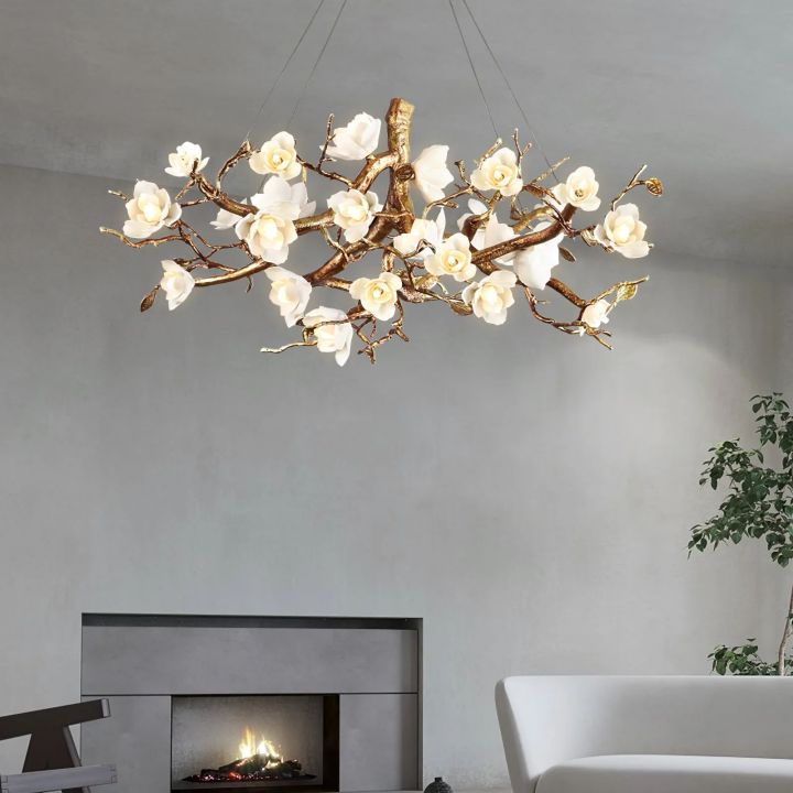 Flower Bloom Branch Ceramic Chandelier