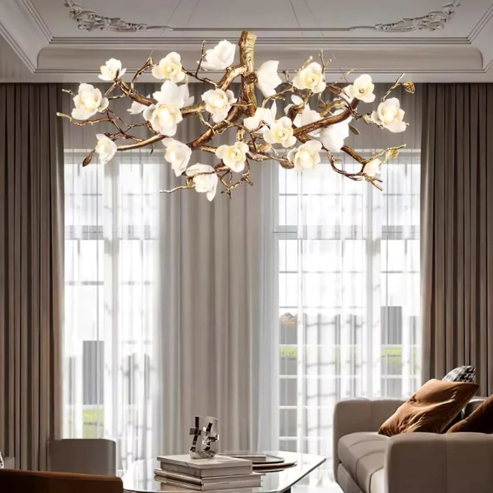 Flower Bloom Branch Ceramic Chandelier