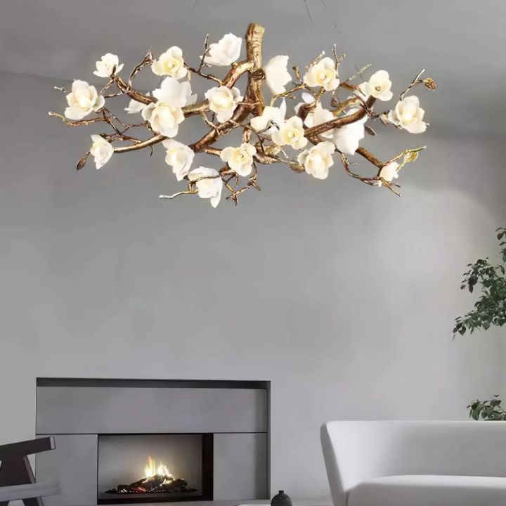 Flower Bloom Branch Ceramic Chandelier