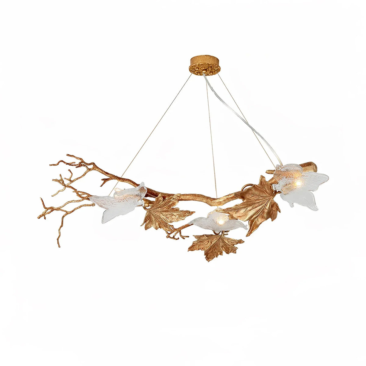 Folio Branch Brass Glass Chandelier