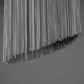 Modern Forever Chandelier, Oak, Aluminium Chain