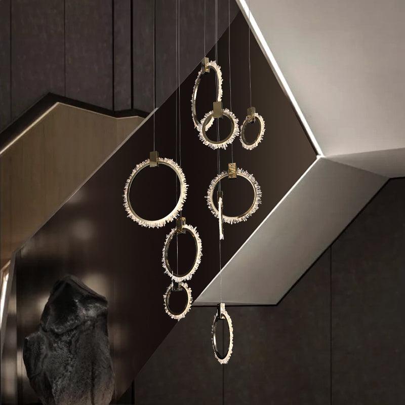 Champagne Gold Crystal Staircase Pendant - LuminexHome