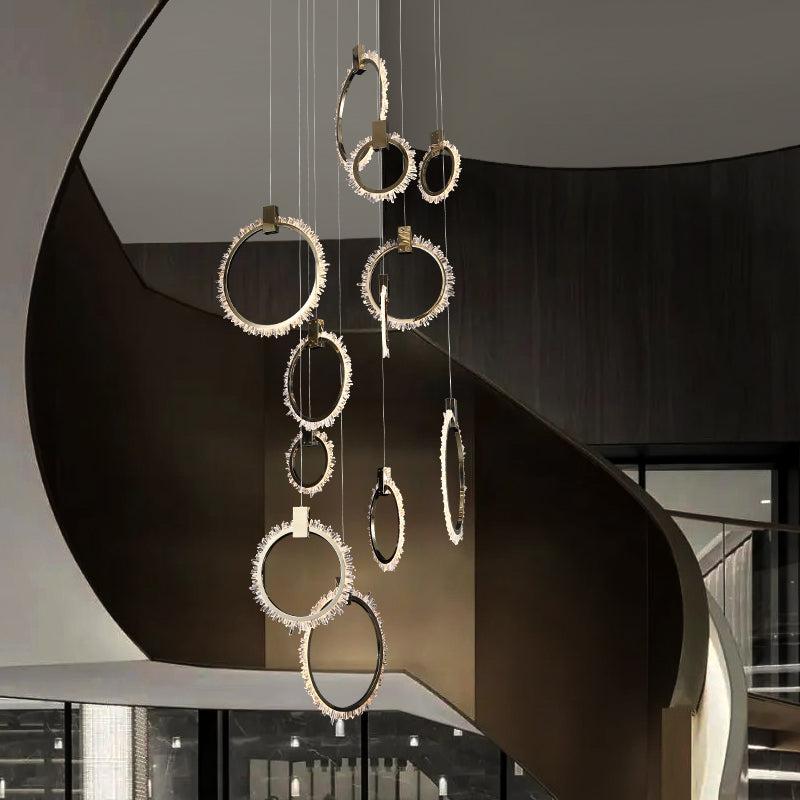 Champagne Gold Crystal Staircase Pendant - LuminexHome