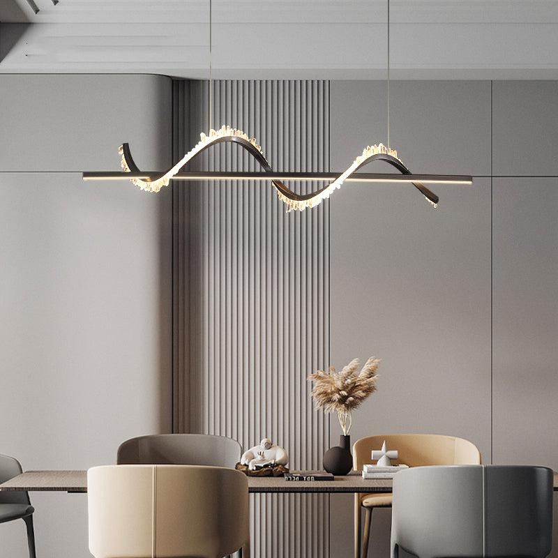 Gina Spiral Rock Crystal Chandelier,Linear Dining Room Chandelier - product detail 3