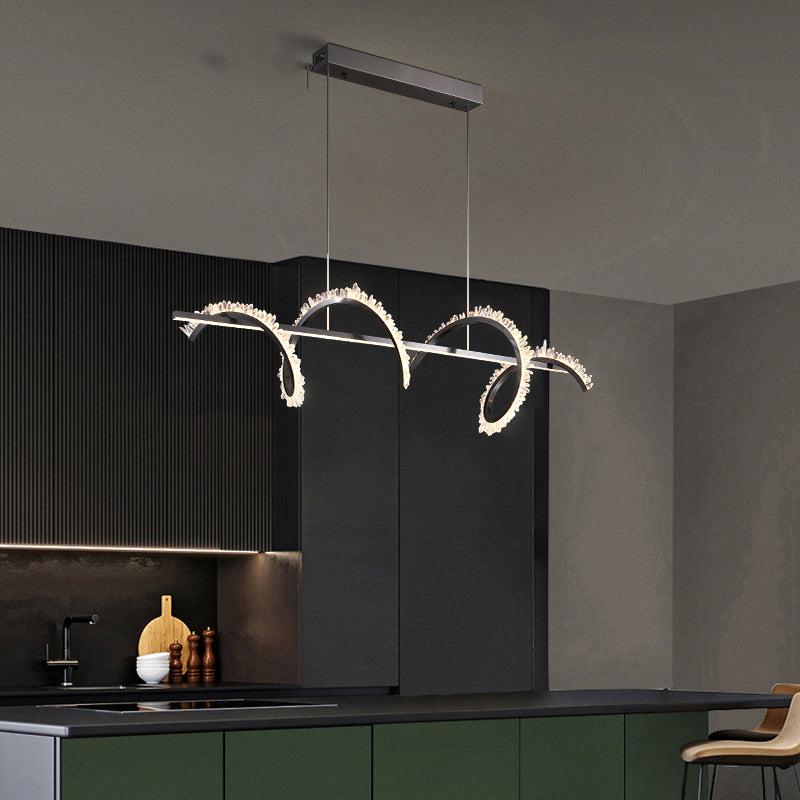 Gina Spiral Rock Crystal Chandelier,Linear Dining Room Chandelier - product detail 5