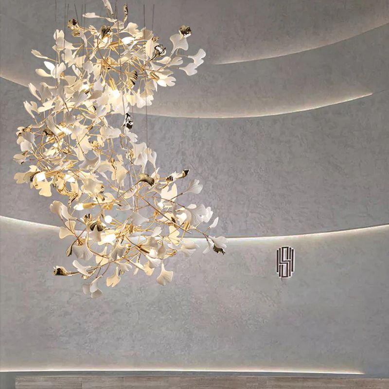 Ceramic Ginkgo Staircase  Long Branch Chandelier