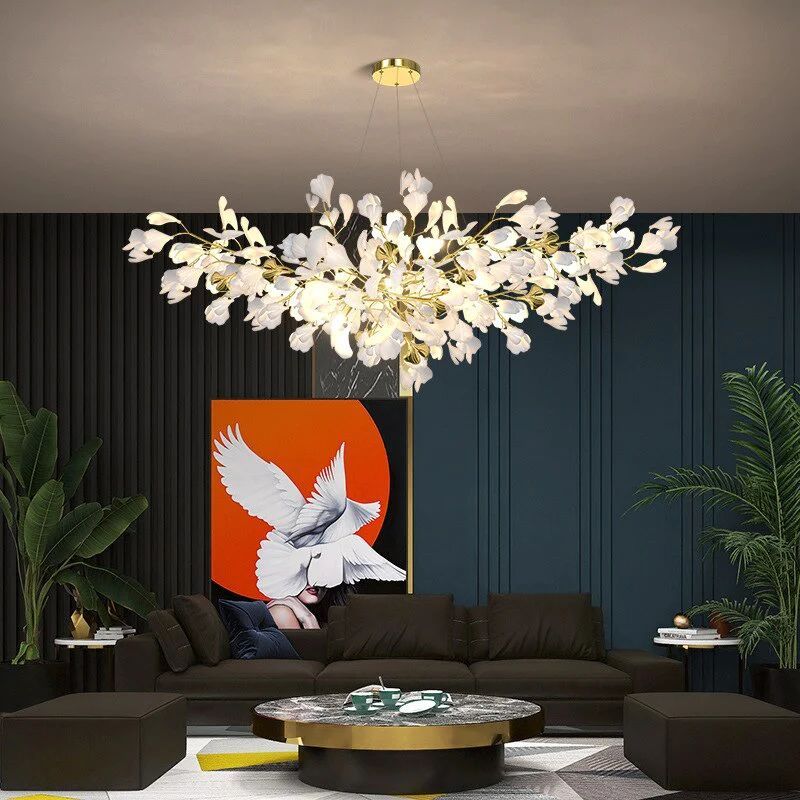 Ceramic Ginkgo Linear Branch Chandelier - product detail 3