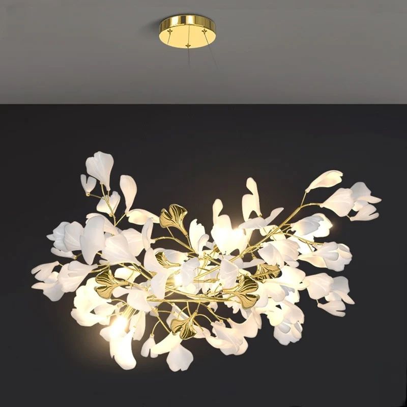 Ceramic Ginkgo Linear Branch Chandelier - product detail 8