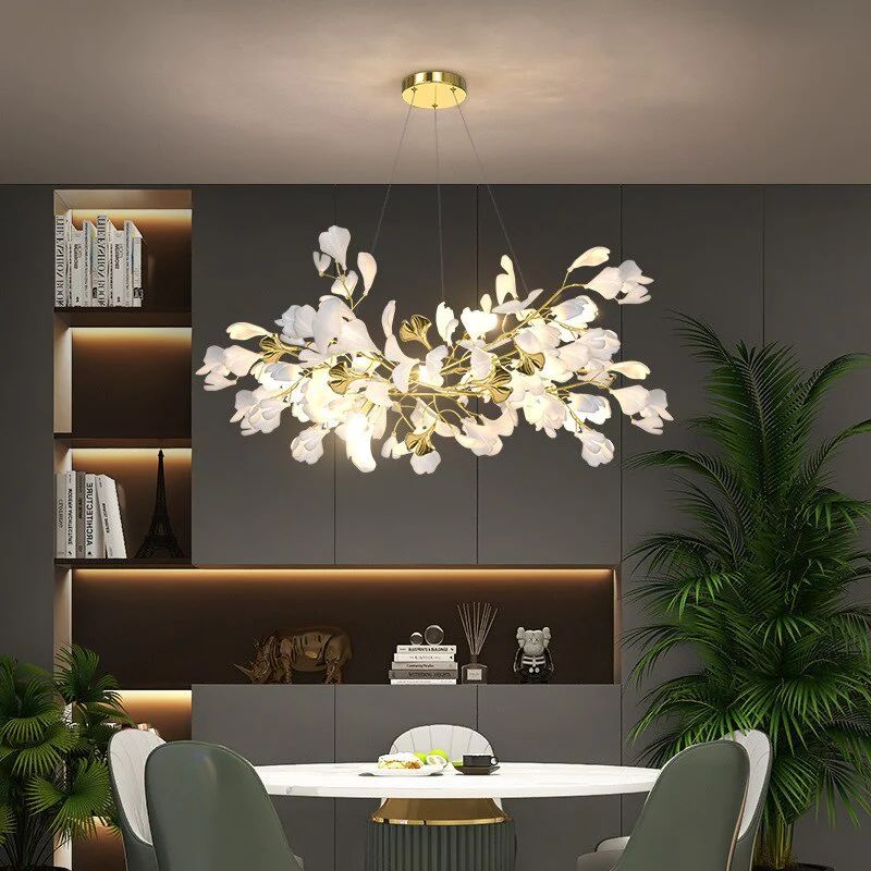 Ceramic Ginkgo Linear Branch Chandelier - product detail 10