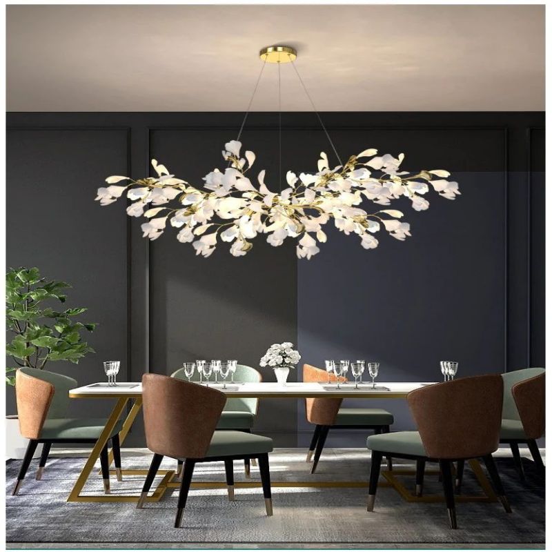 Ceramic Ginkgo Linear Branch Chandelier - product detail 4