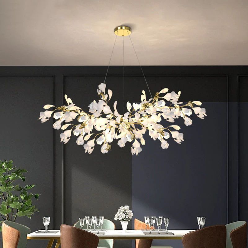 Ceramic Ginkgo Linear Branch Chandelier - product detail 11